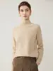 Suéter de punto de cachemira para mujer, cuello medio alto, nuevo para otoño e invierno, engrosado, base de color liso a la moda, color verde azulado