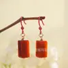 Aretes de Biocerámica, Aretes Antialérgicos, Nubes Auspiciosas Talladas en Oro Antiguo y Jade, Perforación de Oreja Seca, Aretes de Perla Cuadrada de Cerámica Pura