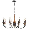 Candelabro de Madera Retro Estilo Country Americano, Iluminación Nórdica Simple y Creativa para Sala de Estar, Comedor, Dormitorio, Vestidor y Casa de Huéspedes