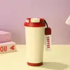 Termo Portátil Taza de Lirio del Valle Taza Térmica 316 Acero Inoxidable Cerámico Gran Capacidad Popote Taza de Agua de Viaje Taza de Café Personalización