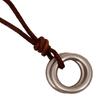 Collar retro largo de doble anillo directo de fábrica de cuero de vaca simple joyería para hombre colgante de círculo creativo europeo y americano