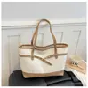 Bolsa de Ombro Única de Grande Capacidade para o Dia a Dia Bolsa Simples Moderna Nova Coleção Primavera 2026 Bolsa Tote Color Block Retrô Bolsa de Ombro
