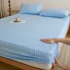 Sábana bajera de punto de algodón sin estampado Clase A, pieza única, algodón puro, color liso, sábana suave, protector de colchón, cubrecama de algodón tejido