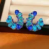 Pendientes vintage de plata con diamantes, forma ovalada de gota de agua, estilo retro, sensación de lujo ligero y alta gama
