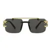 25 Nuevas Gafas de Sol Estilo Leopardo con Montura Cuadrada, Bordes Cortados, Puente Doble y Plaquetas Integradas, Anti-UV, Gafas de Sol Transfronterizas Europeas y Americanas