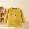 Ropa de abrigo elegante para niños, adecuada para comer, babero para bebé, impermeable y resistente a las manchas, de pana de manga larga para otoño e invierno