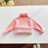 Suéter de Cashmere Grosso Peça Única para Meninas Inverno 2025 Novo Versátil Cor Sólida Elástico Gola Alta Suéter para Meninos com Forro de Lã