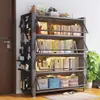 Estante de Aço para Chão Doméstica à Prova de Poeira com Portas Transparentes Articuladas, Painel Lateral Perfurado à Prova de Poeira e Opções de Armazenamento Suspensas, Disponível com Preço Promocional