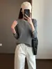 Camiseta Versátil de Manga Larga con Cuello Redondo y Media Tapeta Falsa, Tejido Acanalado Elástico Simple y Práctico con Textura de Raya Vertical H030806