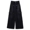 Jeans de Mezclilla Cargo Anchos Estilo Americano para Mujer Otoño 2026 Nuevo Estilo Coreano Cintura Alta Diseño con Sentido Pierna Recta Suelta