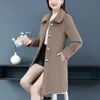 Abrigo de invierno para madre de mediana edad, chaqueta de lana de cordero, forrada de polar, engrosada, de longitud media, elegante abrigo de otoño para mujeres de mediana edad y mayores
