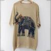 Camiseta de manga corta con capucha y estampado de elefante europeo para mujer, nueva camiseta de 2024 con diseño antiedad holgado y perforado en caliente para industria pesada