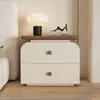 2025 Nuevo Modelo Sin Instalación Estilo Vintage Crema Minimalista Moderno Almacenamiento de Gama Alta Mesita de Noche de Dormitorio Madera