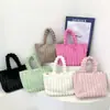 Bolso de Mano Rayado de Felpa Transfronterizo para Mujer, Bolso de Hombro Texturizado Simple Otoño e Invierno, Bolso de Axila de Moda de Gran Capacidad de Gama Alta