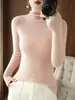 Suéter de Tricô Novo Estilo Gola Alta para Mulheres Outono Inverno Manga Longa Gola Alta Camada Base Slim Fit Canelado