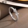 Hee goo J0246 plata S925 anillo de lazo liso elegante para mujer estilo ins nicho lujo ligero anillo de dedo