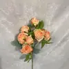 Decoraciones para Mesa de Comedor Rústica de 7 Piezas con Pequeñas Rosas de Copo de Nieve, Flores Artificiales Estilo Jardín de Monet para Bodas