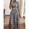 WISH Amazon Colección Otoño 2026: Vestido Largo Estampado Floral de Manga Corta Estilo Europeo y Americano para Mujer