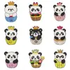 Taza de postre dulce de dibujos animados con parche bordado de panda con corona, lindo diseño de cabeza de panda, ropa para niños, zapatos, sombreros y parches para reparar agujeros