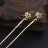 Accesorios de joyería antiguos, horquilla de loto de cobre fundido bañada en oro, hecha a mano, accesorios para el cabello de bricolaje, material