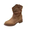 Novas botas western de cano médio, botins, botas Martin, estilo deserto outono e inverno, cowboy americano 2026, Estilo Rad Birkenstock