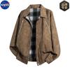 Chaqueta de Cuero para Motocicleta Americana de Doble Cara con Junta Marca NASA Estilo Coreano Holgado para Hombre Chaqueta Atractiva de Pareja Duffy Chaqueta de Cuero
