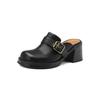Ropa de Abrigo Vintage Sandalias de Medio Uso con Suela Gruesa para Mujer Hebilla de Cinturón Sandalias Perezosas Tacón Grueso Plataforma Antideslizante Zapatos de Albaricoque