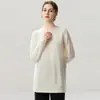 Otoño e Invierno Nueva Camiseta Base de Punto de Cachemira Moda Suave Cómoda Color Sólido Simple Amigable con la Piel Cuello Redondo Longitud Media Mujer