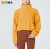 Chamarra Deportiva de Polar Transfronteriza para Mujer, de Manga Larga, Forrada de Polar, Engrosada, Cortavientos, Lana de Cordero para Yoga y Correr, Sudadera de Polar