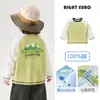 Camiseta de Manga Longa de Algodão Puro Estilo Europeu para Meninos, Novo Modelo Outono 2026, Roupa Infantil para Bebês Estilo Primavera e Outono Camiseta Básica