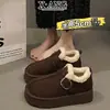 Botas de Nieve de Cuero y Lana con Suela Gruesa para Mujer, Zapatos Tipo Birkenstock de Cobertura Total, Zapatos Cálidos de Algodón Engrosados con Forro Polar de Invierno, Zapatos Peludos
