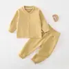 Conjunto de roupa íntima térmica para bebê para outono e inverno, camada base de cintura alta que protege a barriga para meninos e meninas, conjunto separado de blusa e calça, roupas de outono para bebê e calças