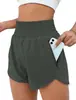 Pantalones Cortos Deportivos para Mujer Cintura Alta Correr Yoga Falso Dos Piezas Anti-rozaduras Gimnasio Elásticos Ejercicio Adelgazantes Ajustados