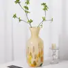 Design original alta qualidade pontos coloridos amarelo leite vidro antigo feito à mão vaso flor arranjo de flores ornamentos