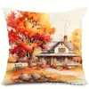 Funda de almohada de hoja de arce y calabaza de otoño transfronteriza Cubierta de cojín para sofá de casa de campo Venta directa de fábrica Hoja de arce