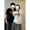 Camisetas de Manga Corta a Juego para Pareja de Algodón Peinado Puro, Tops Casuales Versátiles de Estilo Perezoso de Verano