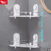 Estante de Almacenamiento Triangular para Baño Estante de Almacenamiento de Pared sin Perforaciones para Baño Balcón Cocina Ventosa Esquina Estante Doble Capa