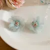 Pendientes Florales de Gasa Hilo de Plata, Simples y de Moda, Estilo Súper Hada, Pendientes para Vacaciones Estilo Infantil para Mujer, Dulces y Versátiles Accesorios para Orejas