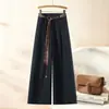 Calça casual reta simples e estilosa para mulheres, nova coleção outono 2026, cintura alta, modelagem que afina, perna larga, fluida, solta, calça longa