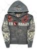 Sudadera con capucha Ed Hardy para hombre Talla L Negra Pullover Sudadera con capucha Calavera Grung