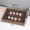 Caja de Relojes Modelo Nuevo Transfronteriza, Caja de Almacenamiento para Relojes de Madera de Nogal Negro con Almohada Dura, Caja de Exhibición de Relojes de Lujo Ligero de Alta Gama, Caja de Almacenamiento