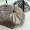 Boina de Couro PU Brilhante de Luxo Leve para Outono e Inverno para Mulheres, Chapéu de Abóbora Artístico, Chapéu de Pintor Simples Britânico Retrô