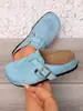 2026 Nuevo Modelo Transfronterizo para Mujer Zapatos Casuales tipo Birkenstock de Cuero y Terciopelo sin Cordones con Suela Suave para el Trabajo