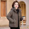 Jaqueta Autêntica de Penas de Ganso Inverno Nova Moda Elegante para Mulheres de Meia-Idade e Idosas Casaco Espesso de Comprimento Médio