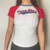 Estação Europeia Exportação Estilo Retro Rua Estilo Europeu e Americano Camiseta Feminina Carta Bordada Crop Top Sexy Sexy Exterior