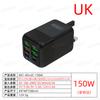 Nova cabeça de carregamento padrão europeu 150W porta 4u 2PD carregador de celular 6 em 1 cabeça de carregamento multiporta 5v3A
