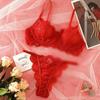 Novo Ins Europeu e Americano Aliexpress Mais Vendido Liga Renda Transparente Lingerie Sexy Conjunto Três Pontos