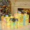 Decoración navideña arte en hierro caja de regalo luminosa juego de tres piezas adorno de exhibición arreglo de escena de árbol de Navidad