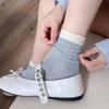 Calcetines de Verano para Mujer, Estilo Ballet, Calcetines Grises de Malla Fina Transpirables hasta Media Pantorrilla, Estilo Fresco Japonés, Calcetines Holgados Blanco Lácteo