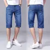 Pantalones cortos de mezclilla para hombre de verano, nueva moda casual ajustados rectos elásticos de longitud media para hombre